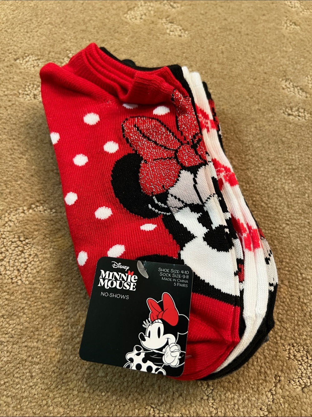 NWT Women’s Minnie Mouse No Show Socks - 5 Pack